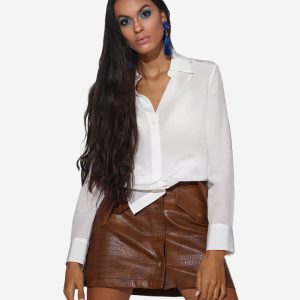 Camisa larga de seda blanca